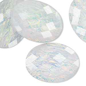 Cabochons - 30 x 40mm White Opalescent Resin